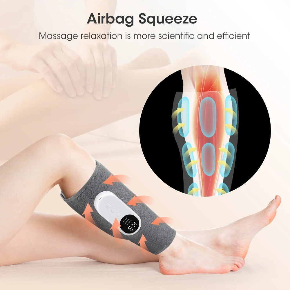 Leg Massager Cordless Calf Air Compression Massager W/ Heat Pain Relief 3 Modes